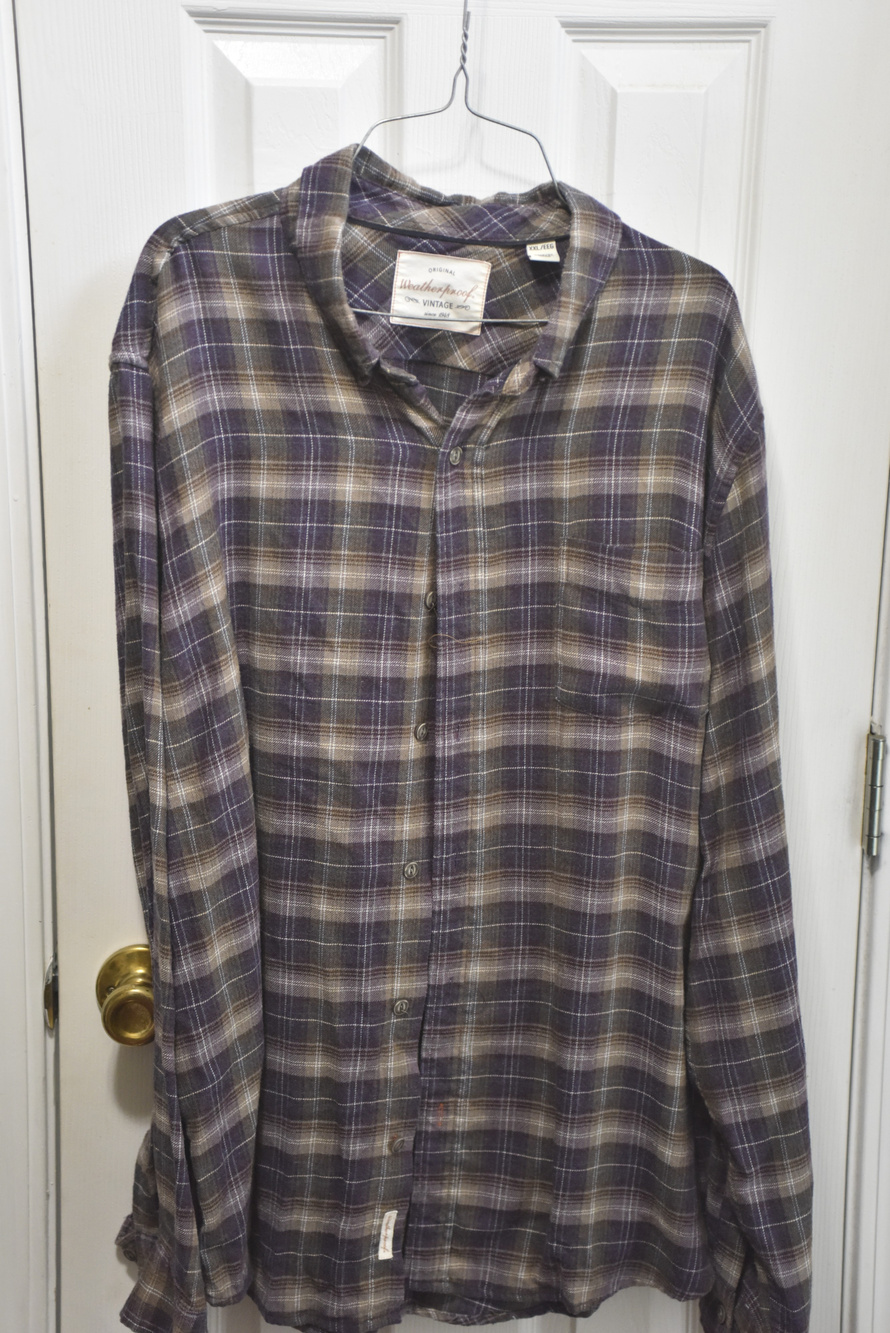 Weatherproof Vintage Plaid Button Up Shirt Purple Tan XXL LSC432